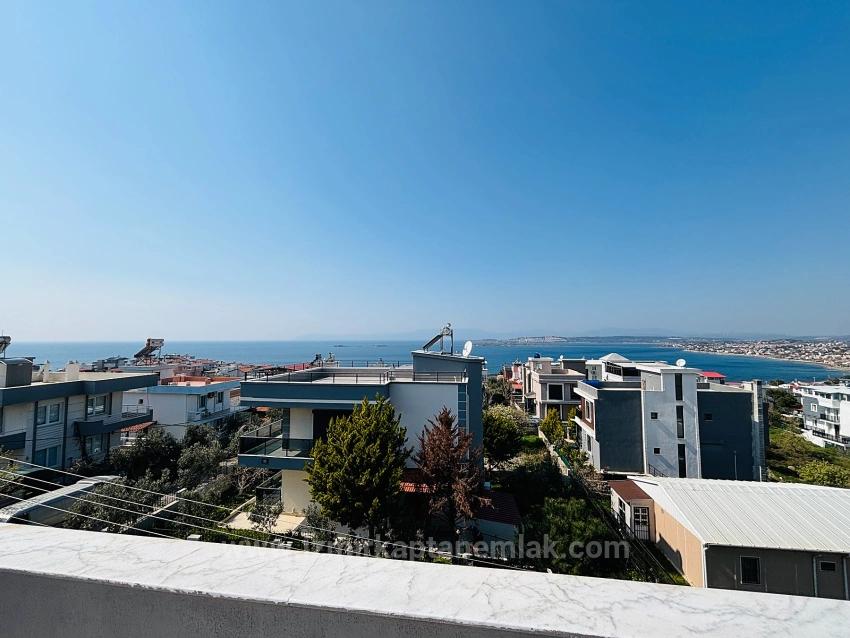 Meerblick, Erdgasbeheizt, 3+1 Doppelhaus-Sommervilla In Akarca, Seferihisar, Izmir
