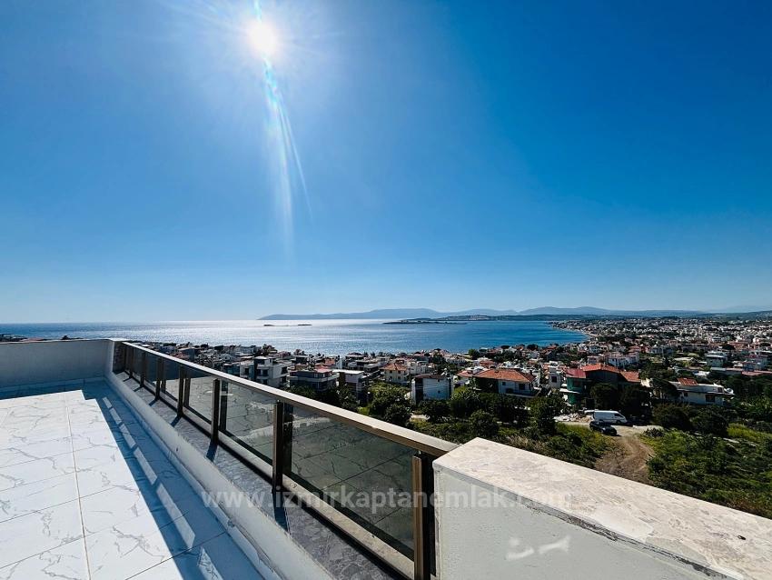 Sea View, 5+1 Detached Triplex Summer Villa With Pool In Akarca, Seferihisar, İzmir